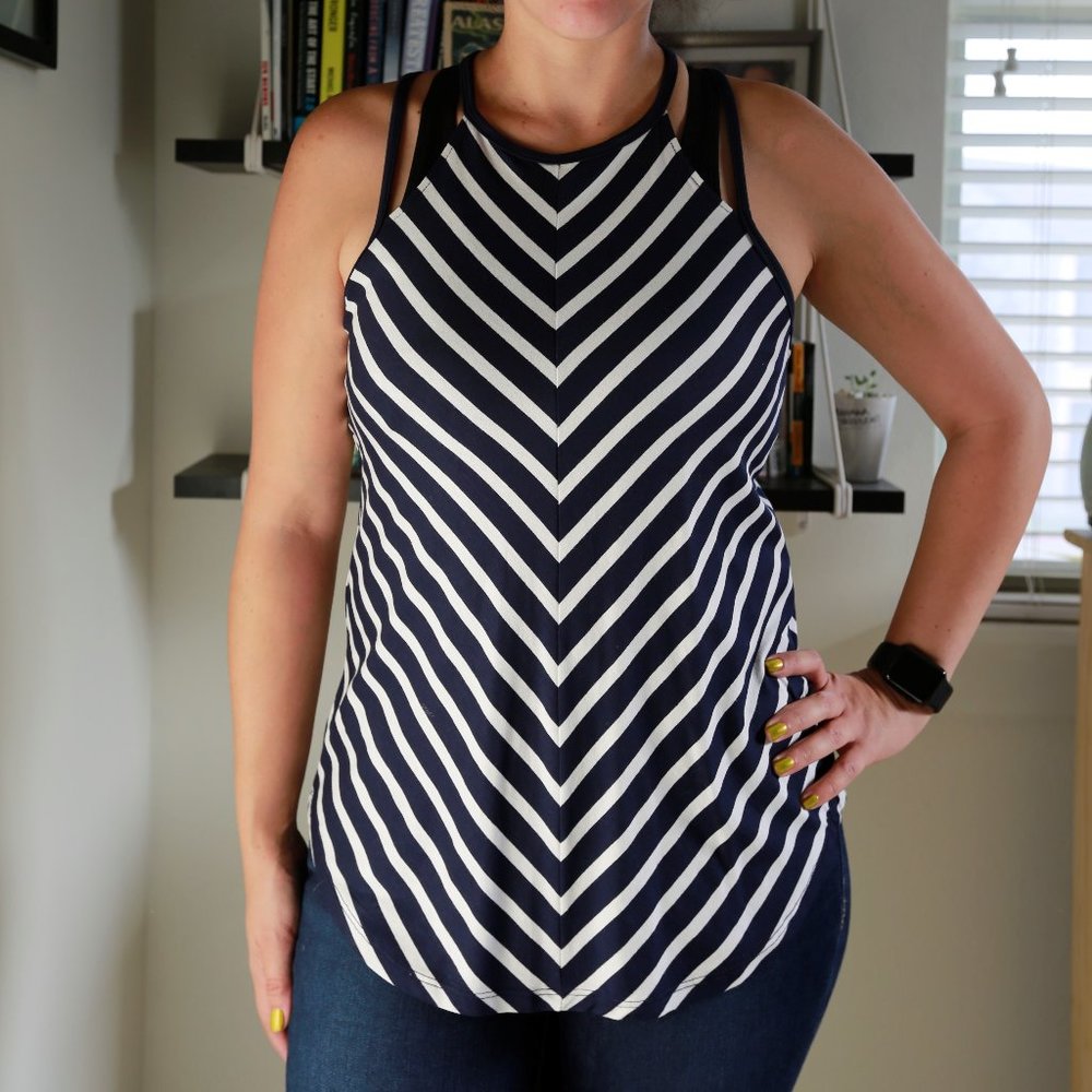 Blue and White Blouse Medium